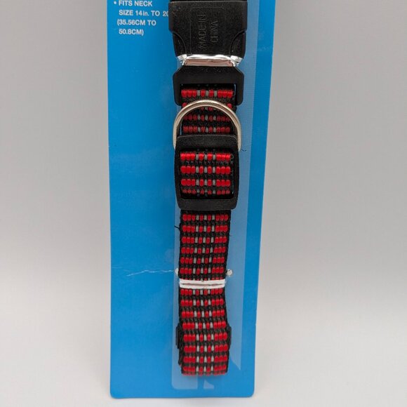 Paws 'N' Claws Reflective Dog Collar Red/Black, 14"-20", NEW - Picture 3 of 6